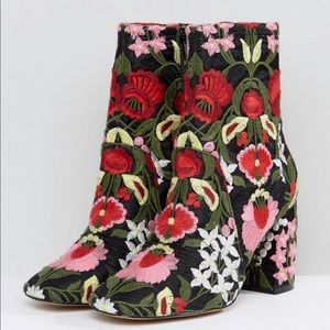 Embroidered Floral Ankle Boots